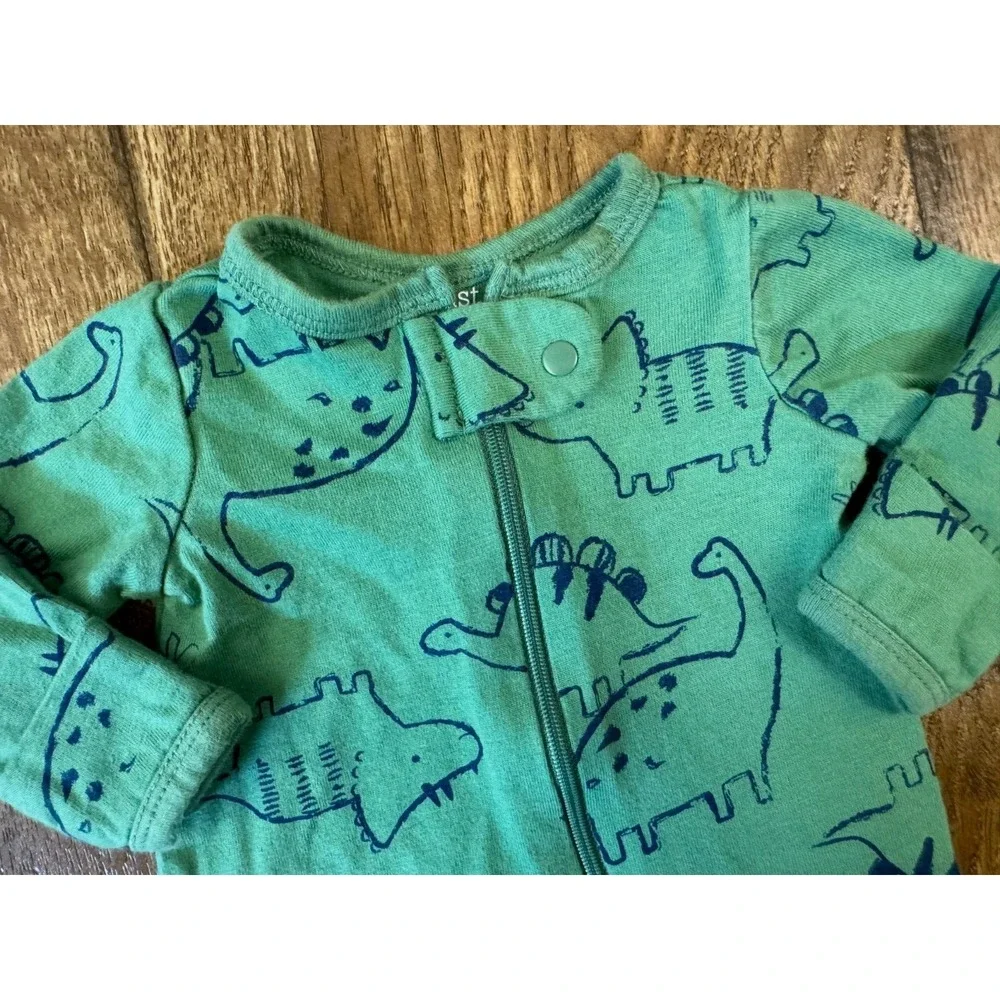 Carters Preemie‎ Baby Boy Sleeper Dinosaur Outfit Blue Green Cotton Reborn Doll